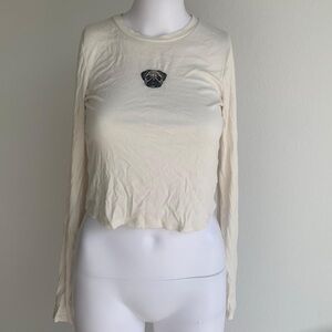 Wild Fable Cream Long Sleeve Fitted Crop T-Shirt